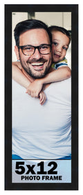 CountryArtHouse 5x12 Frame Black Solid Pine Wood Picture Frame Includes UV Acrylic Plexiglass, Acid Free Foam Backing Board and 