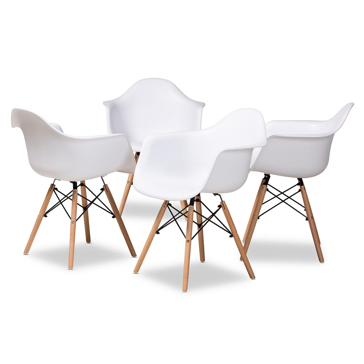 Baxton Studio Galen White And Oak Brown Finished Wood Dining Chair (Set Of 4)