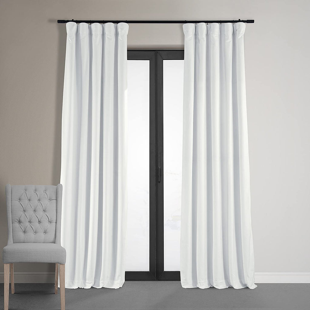 Hpd Half Price Drapes Signature Velvet Thermal Blackout Curtains For Living Room 108 Inch Long (1 Panel) Rod Pocket Insulated Blackout Curtains For Bedroom Window Curtains, 50W X 108L, Primary White