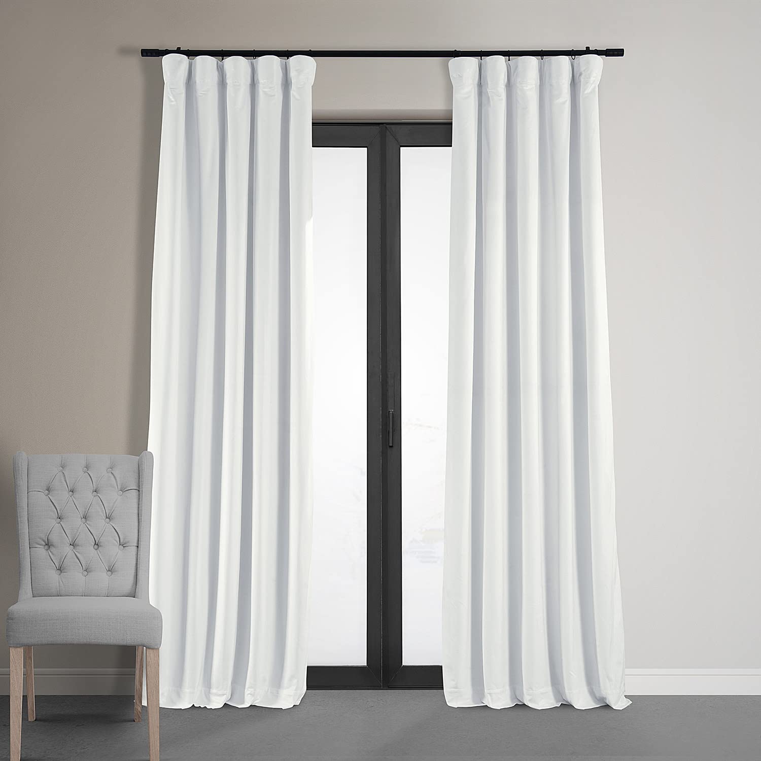 Hpd Half Price Drapes Signature Velvet Thermal Blackout Curtains For Living Room 108 Inch Long (1 Panel) Rod Pocket Insulated Blackout Curtains For Bedroom Window Curtains, 50W X 108L, Primary White
