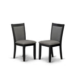 East West Furniture ANMZ5-AB6-50 5 Piece Dinette Set Includes a Round Kitchen Table with Pedestal and 4 Dark Gotham Grey Linen Fabric Parson Dining Room Chairs, 36x36 Inch, Wirebrushed Black