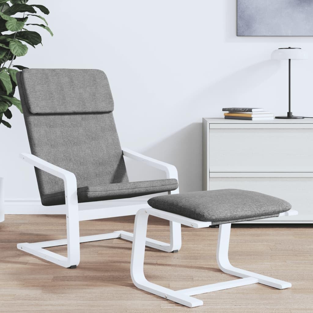 vidaXL Relaxing Chair in Dark Gray Fabric - Comfortable Seating with Thick Padding, Solid Birch Wood Frame and Breathable Fabric, Fit for Various Areas, Compliant with California Proposition 65.