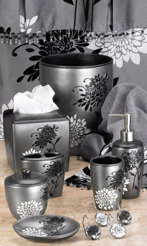 Popular Bath Erica Collection Grey Resin Trash Can, 9' X 6' X 9.5'
