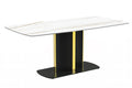 Modern Dining Table Black and Gold Base, With 55 White/Gold Sintered Stone Top
