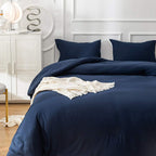 Clothknow Dark Blue Comforter Set California King 3Pcs Navy Blue Bedding Comforter Sets Blue Comforter Dark Blue Comforter Sets