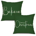 Christmas Throw Pillow Covers 18X18 Inch Set Of 2 Merry Christmas Farmhouse Decorations Believe Holiday Decor Throw Cushion Case
