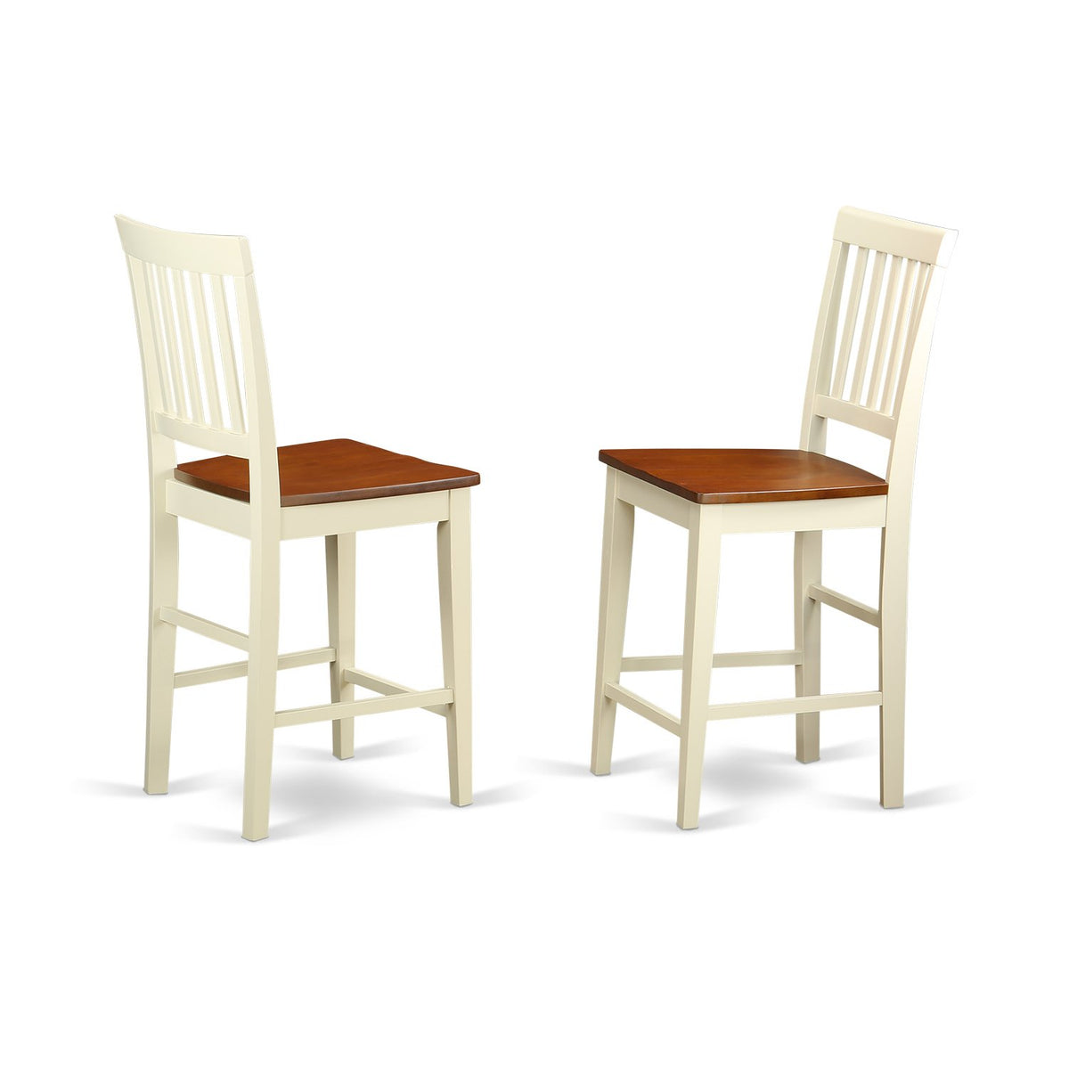 East West Furniture VERN3-WHI-W Vernon 3 Piece Counter Height Pub Set for Small Spaces Contains a Square Dinette Table and 2 Dining Room Chairs, 36x36 Inch