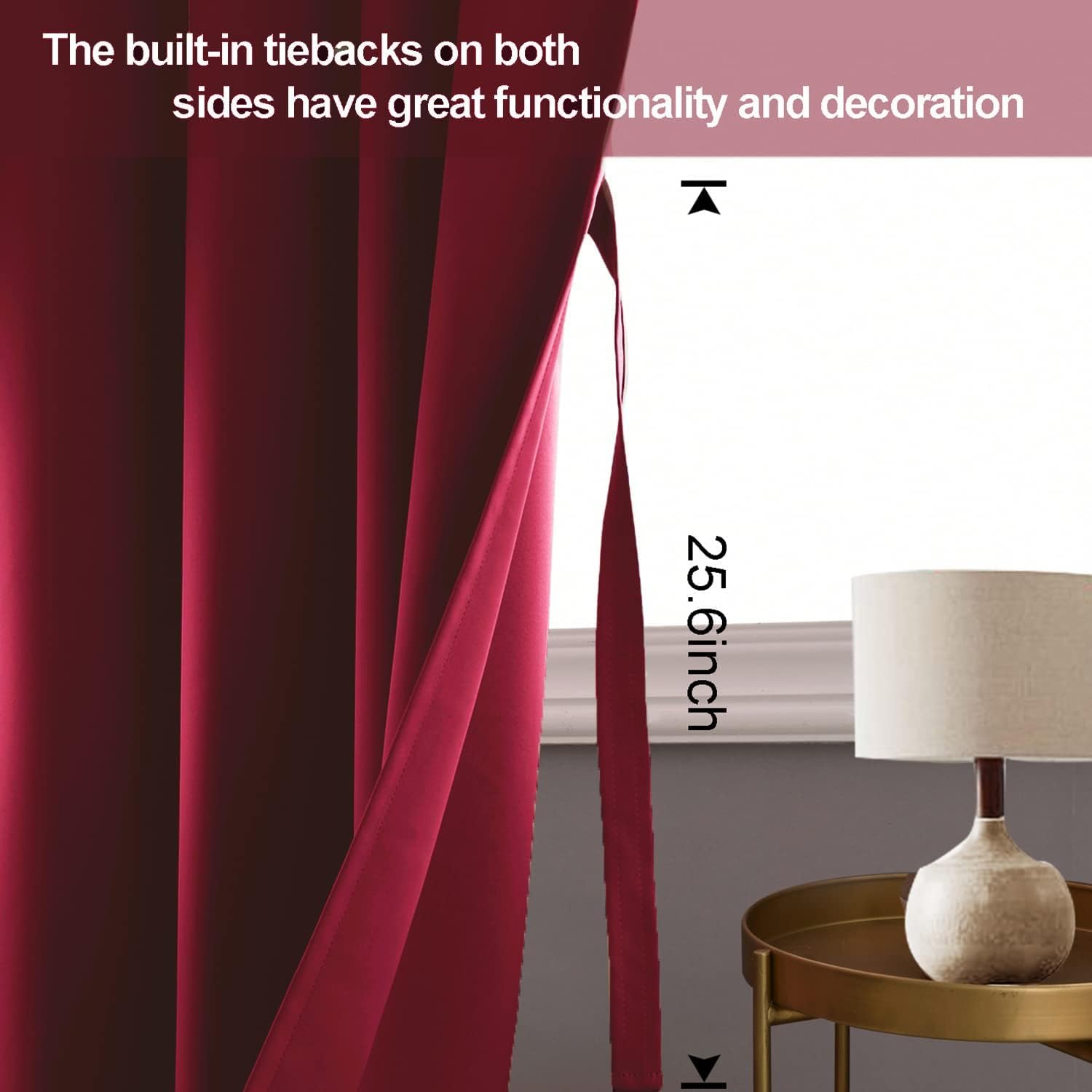 Jiuzhen Red Blackout Curtains For Bedroom - Light Blocking And Noise Reducing Grommet Curtains For Living Room Darkening Curtains, Set Of 2 Window Curtain Panels, 38 X 72 Inch Length