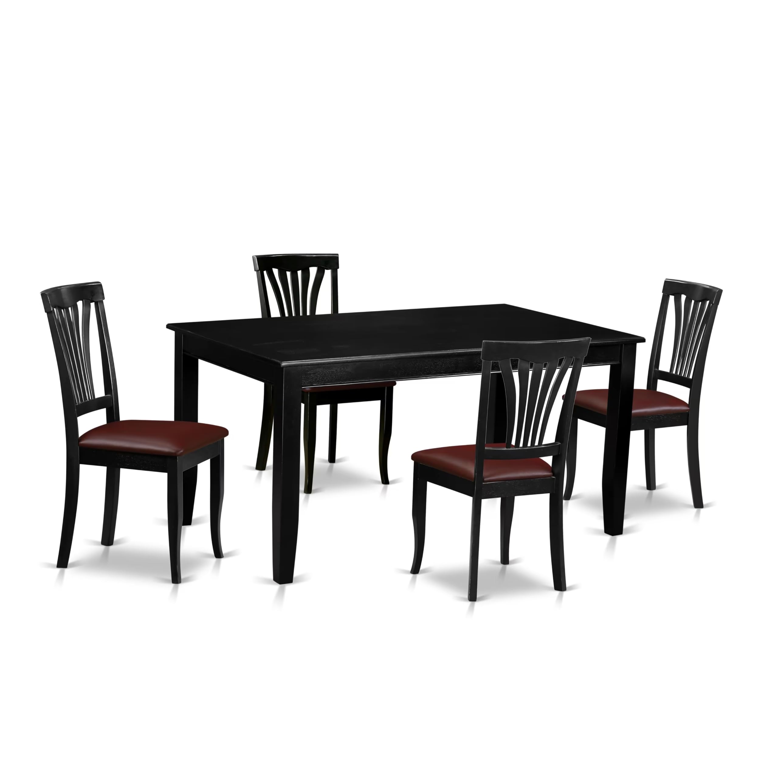 East West Furniture DUAV5-BLK-LC 5 Piece Dining Table Set for 4 Includes a Rectangle Kitchen Table and 4 Faux Leather Upholstered Dinette Chairs, 36x60 Inch, Black