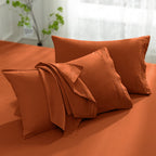 Aormenzy Microfiber Pillow Cases - Standard Size Set Of 2-1800 Thread Count Ultra Soft Rust Pillowcases - Wrinkle Resistant Pill