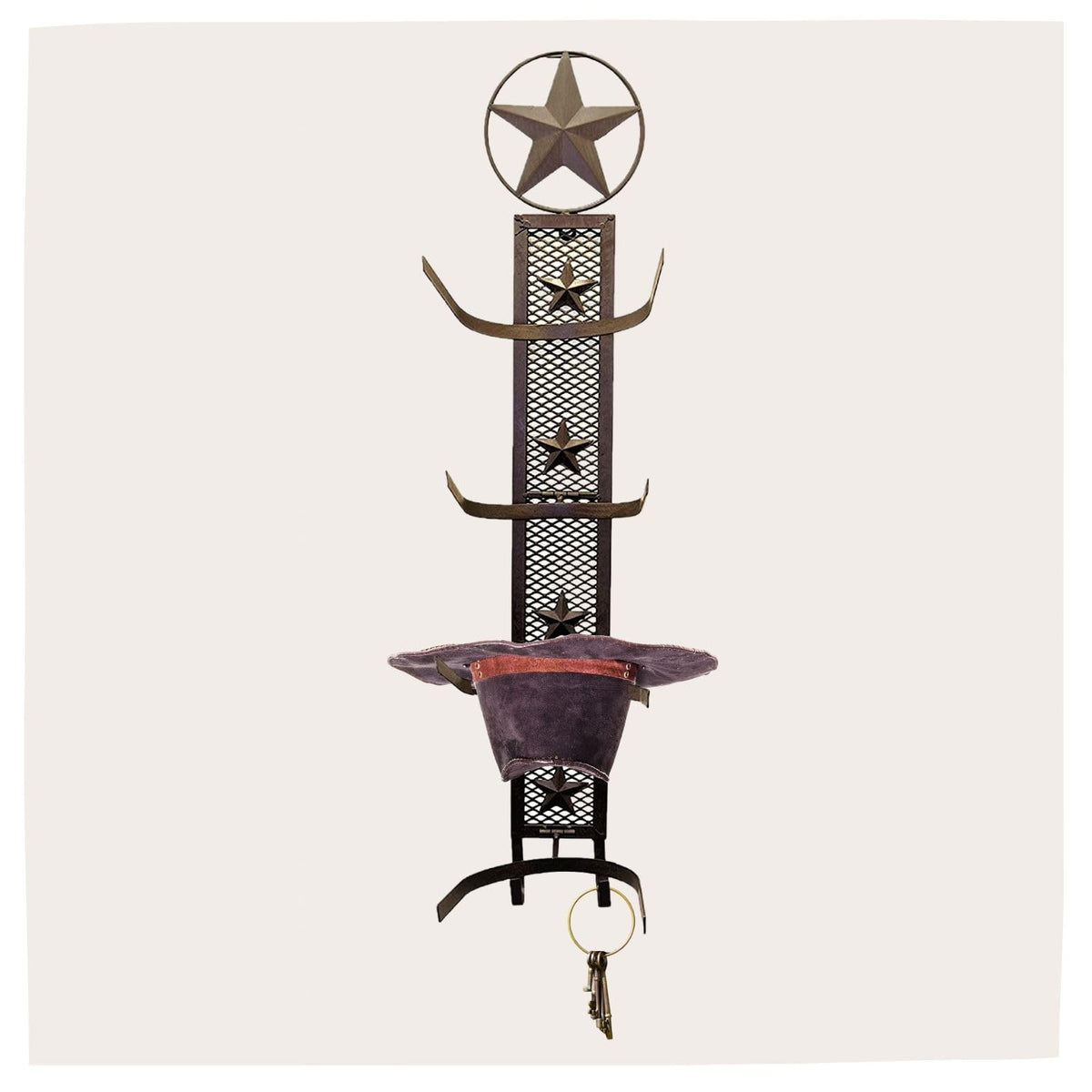 BestGiftEver Metal Star 4 Cowboy Hat Rack Fold-Up Wall Hanging Decoration Rustic Western Style - Rustic Metal Cowboy Hat Display