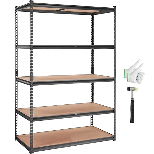 Vevor Storage Shelving Unit, 5-Tier Adjustable, 2000 Lbs Capacity, Heavy Duty Garage Shelves Metal Organizer Utility Rack, Black
