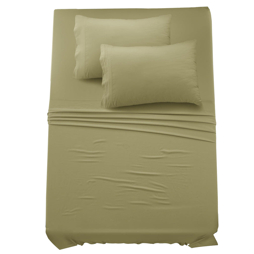 Lux Decor Twin Xl Sheet Set - 4 Pc Brushed Microfiber Bed Sheet 16 Inches Deep Pockets - Embroidered & Plain Pillowcases - Hotel