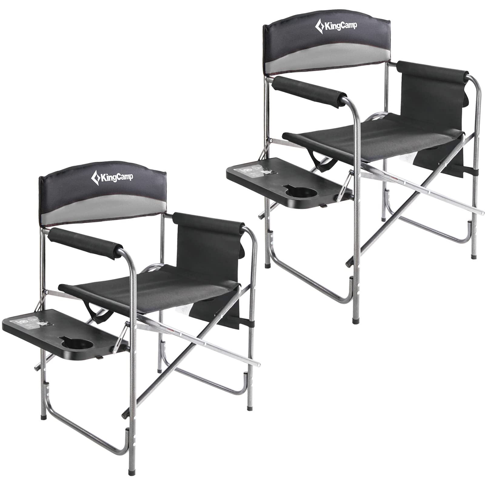 Kingcamp 2-Pack Directors Camping Chair With Padded Folding Portable Seats, Black