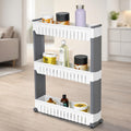 Flipzon Slim Rolling Storage Rack  3Tiered Shelf Plastic Slideout Organizer | Spacesaving, Multipurpose | For Kitchen, Bathr