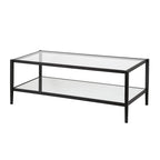 Henn&Hart 45' Wide Rectangular Coffee Table With Mirror Shelf In Blackened Bronze, Modern Coffee Tables For Living Room, Studio Apartment Essentials