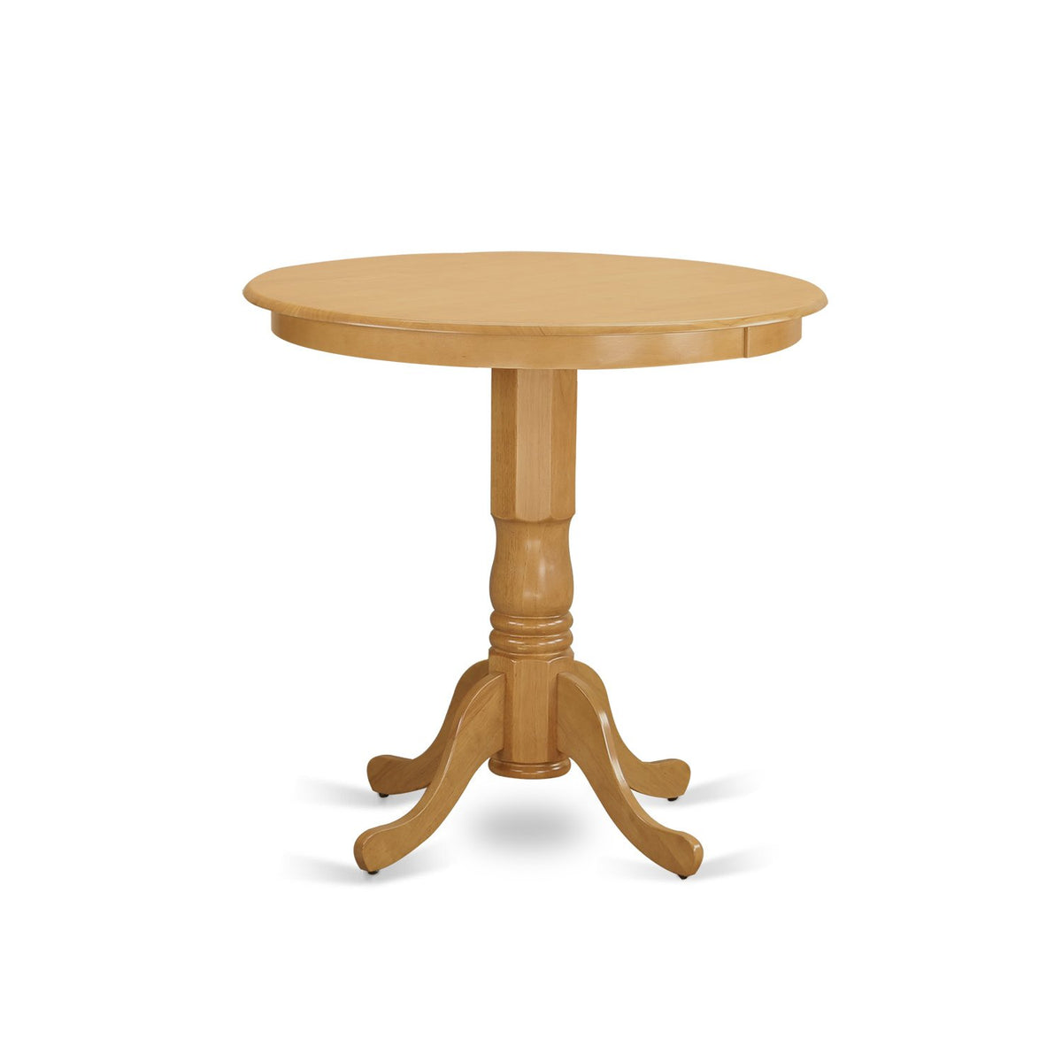 East West Furniture JACF5-OAK-W 5 Piece Counter Height Dining Set Includes a Round Dining Table with Pedestal and 4 Kitchen Chairs, 36x36 Inch, Oak
