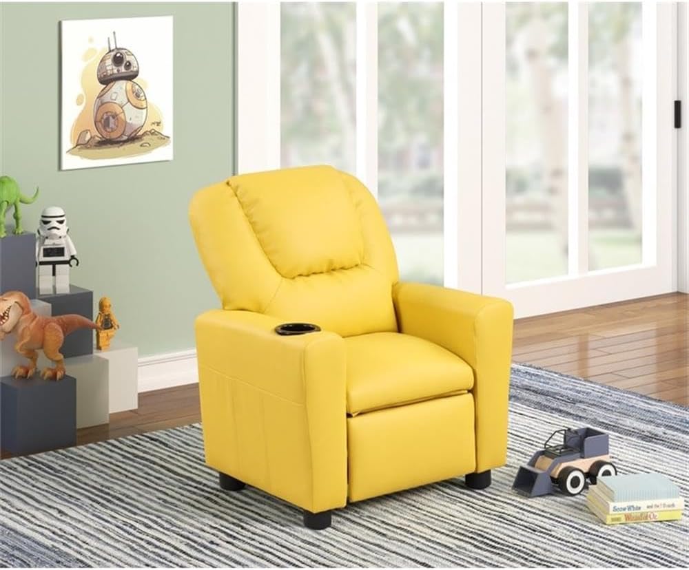 Marisa Yellow PU Leather Kids Recliner Chair
