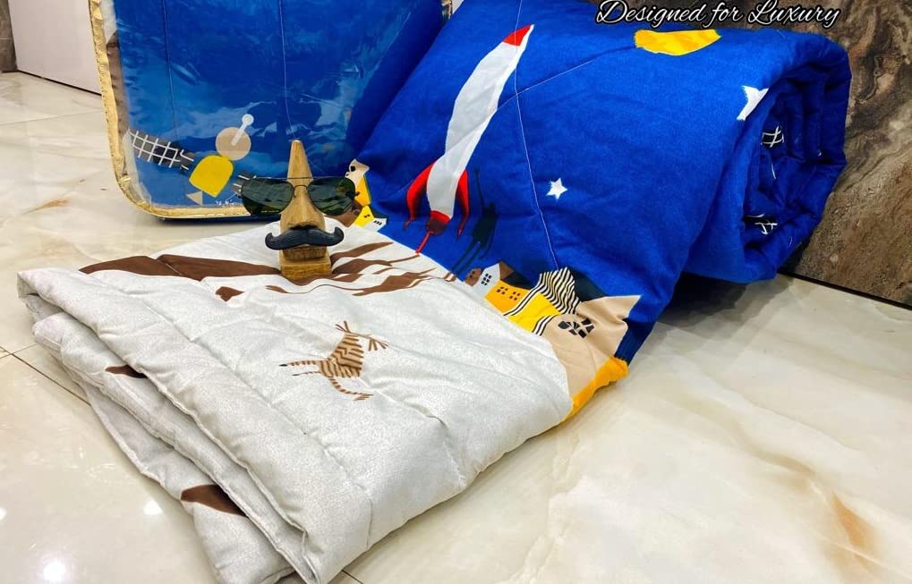 Yetli Glace Cotton Singel Bed Comforter Print And Kids Ac Room/Blanket, Size 60 X 90 Pack Of 1 Pcs, (Vt2050 Rocket
