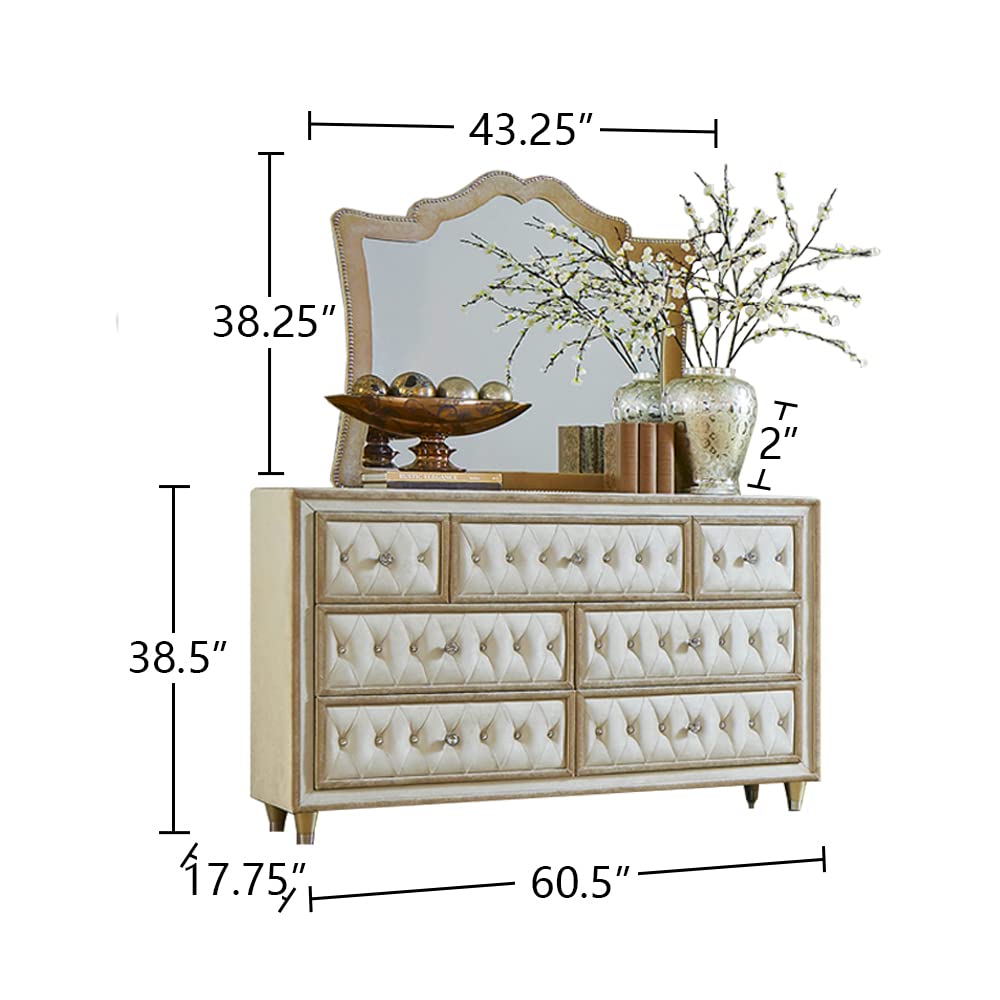 Coaster Antonella California King Bed 4-Piece Set, Ivory/Camel