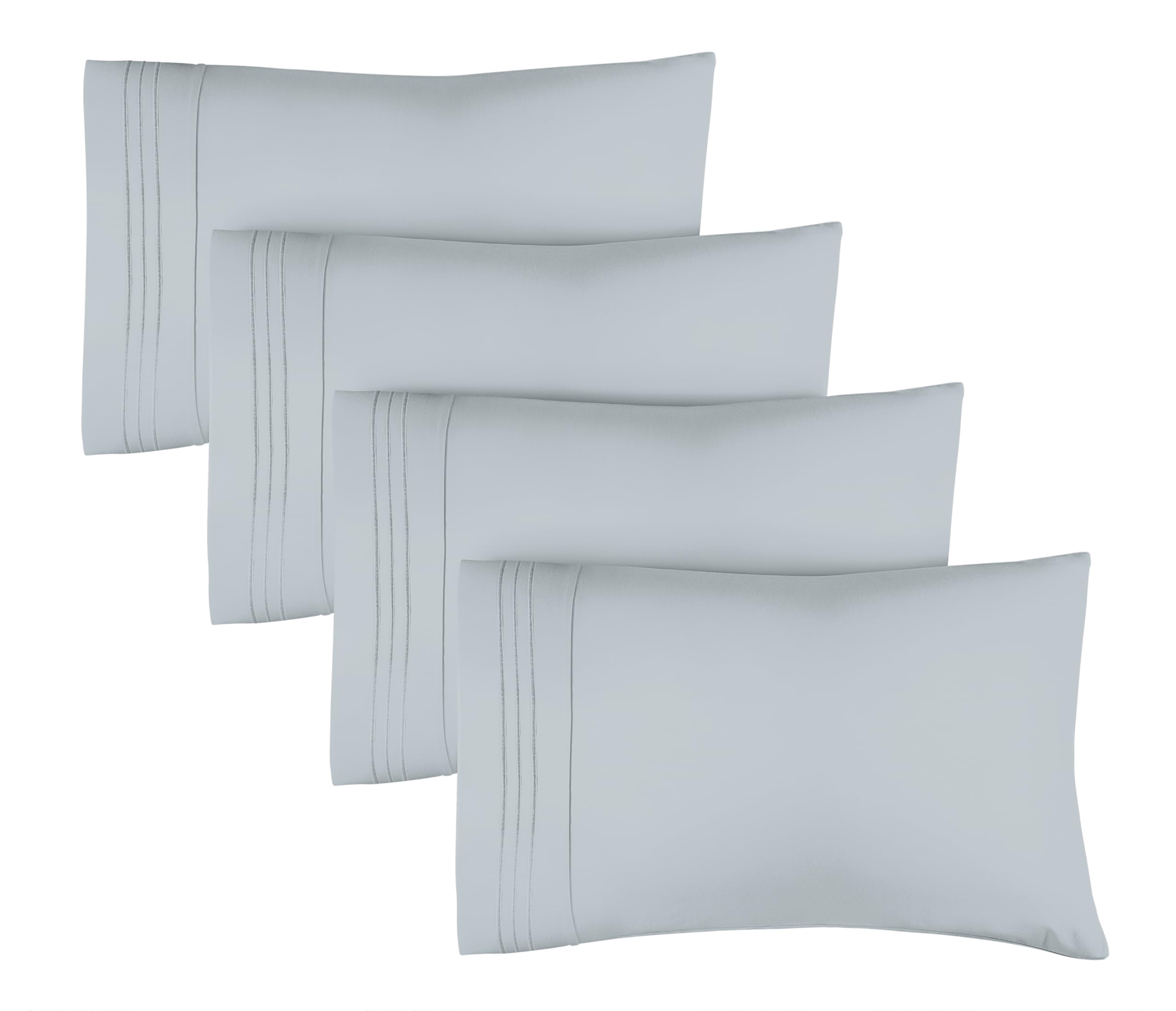 Cgk Unlimited Queen Size Microfiber Pillowcase Set Of 4 - Soft, Premium Quality, Machine Washable, Protective, Sky Blue