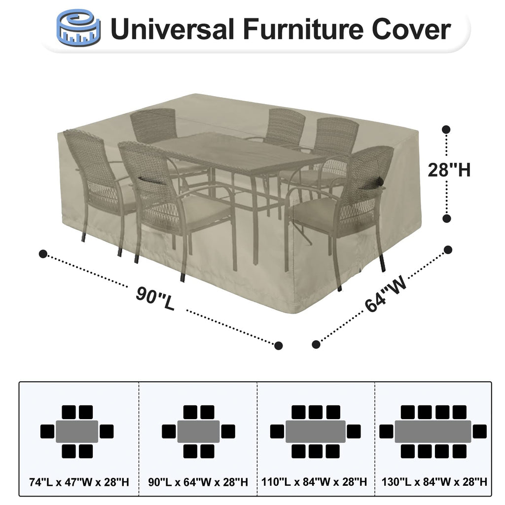 Outdoorlines Outdoor Waterproof Patio Table Furniture Set Covers - Rectangle Couch Sectional Cover Outside Weatherproof Patio Furniture Covering For Deck, Lawn And Backyard 90'L X 64'W X 28'H, Camel