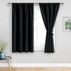 Jiuzhen Blackout Curtains For Bedroom - Thermal Insulated Room Darkening Noise Reducing, 52 X 54 Inch Length Curtains For Living Room, Set Of 2 Panels With Tiebacks, Black