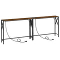 MAHANCRIS 2 Pack Narrow Sofa Table with Charging Station, 39.4'' L x 5.9'' W x 29'' H, Skinny Console Table, Long Entryway Table