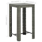 vidaXL Patio Bar Set 3 Piece, Bistro Set for Outdoor Porch Yard, Bar Stool with Cushions, Bistro Table, Farmhouse Modern Style, Poly Rattan Gray