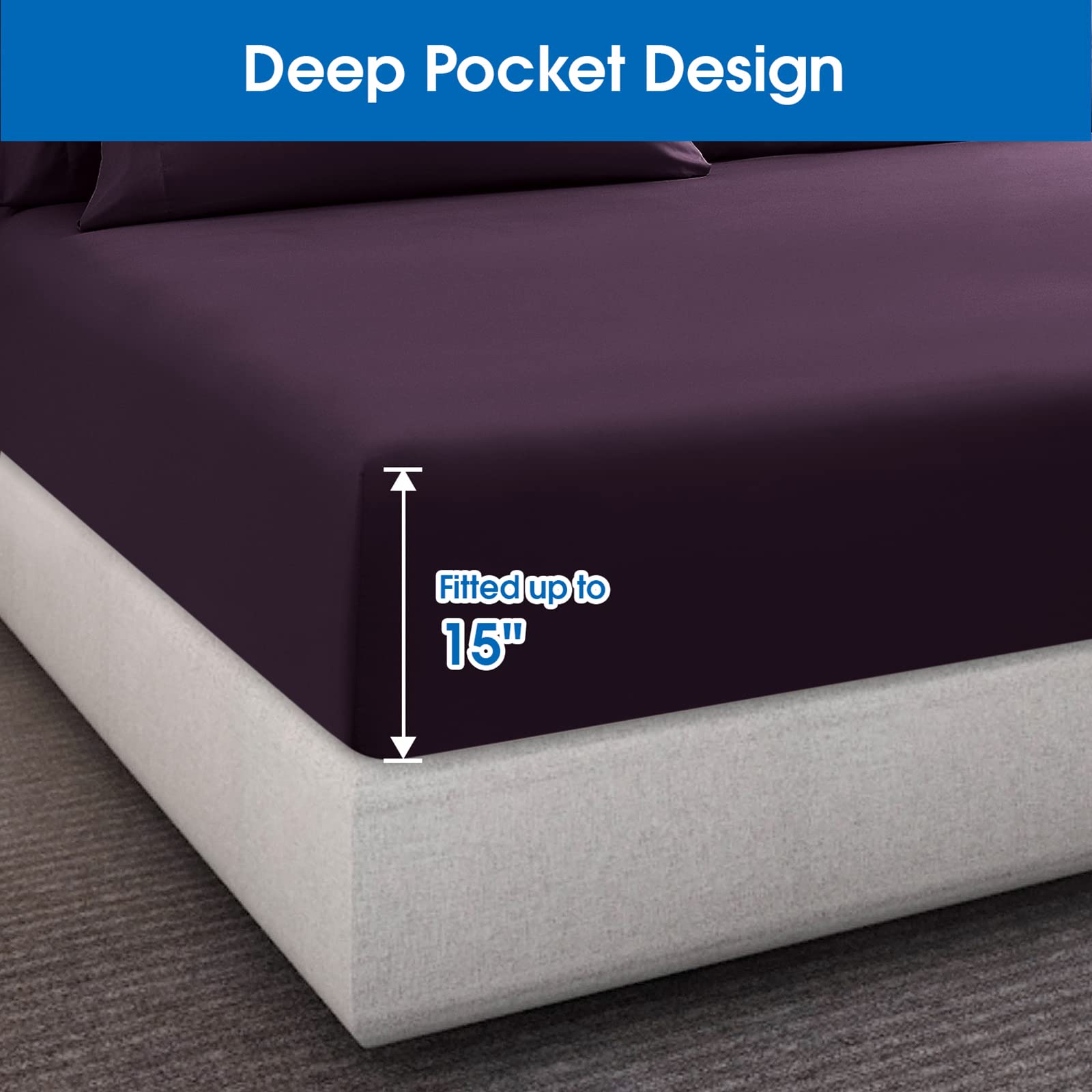 Homeideas Full Size Bed Sheets - 4 Piece Set (Purple) - Extra Soft Brushed Microfiber 1800 Bedding Sheets, Deep Pocket, Wrinkle & Fade Free