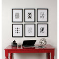 Kate and Laurel Calter 6 Framed Modern Black and White Geometric Abstract Art Prints, Black