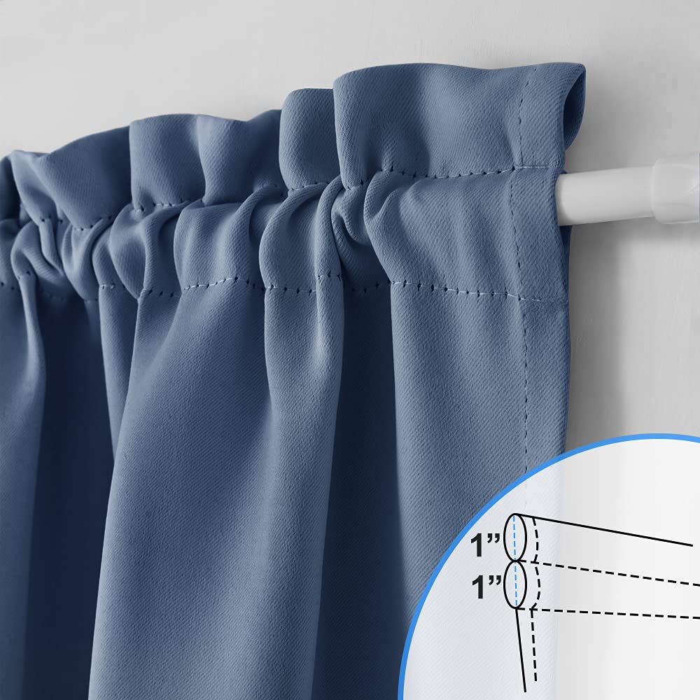 Nicetown French Door Curtain - Privacy Blackout Door Covering, 12 X 72 Inch Room Darkening Thermal Insulated Door Window Curtains For Side Door Patio Glass Door, Stone Blue, 1 Panel