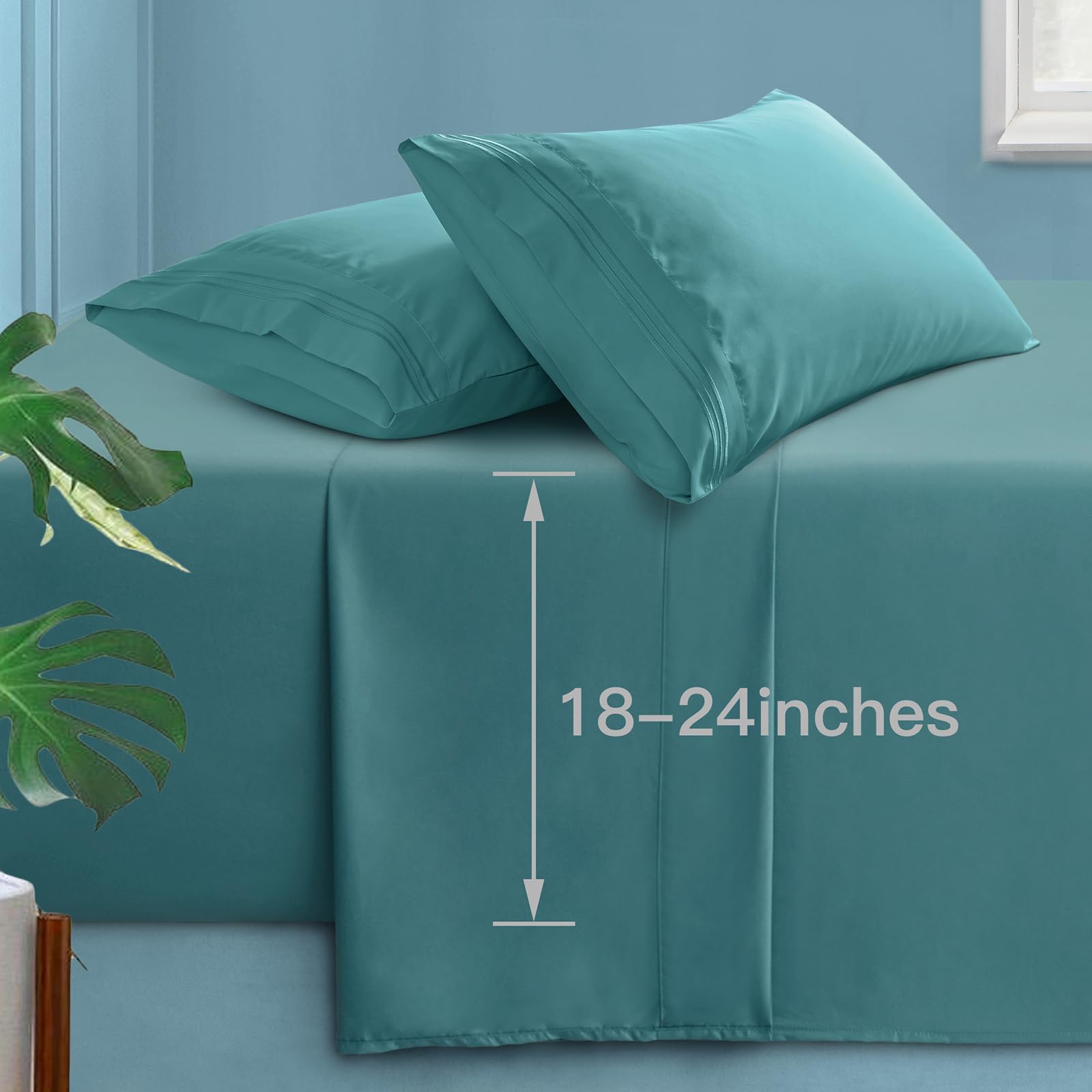Manyshofu Extra Deep Pocket Queen Sheet Sets - Hotel Luxury 1800 Thread Count Sheets & Pillowcases - Microfiber Bedding Set Up T