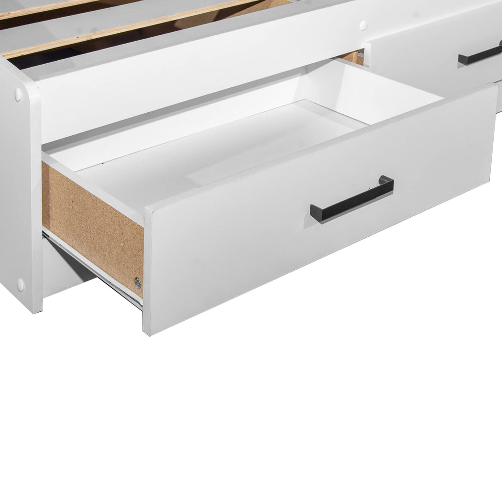 Better Home Products California Wooden Full Captains Bed in White