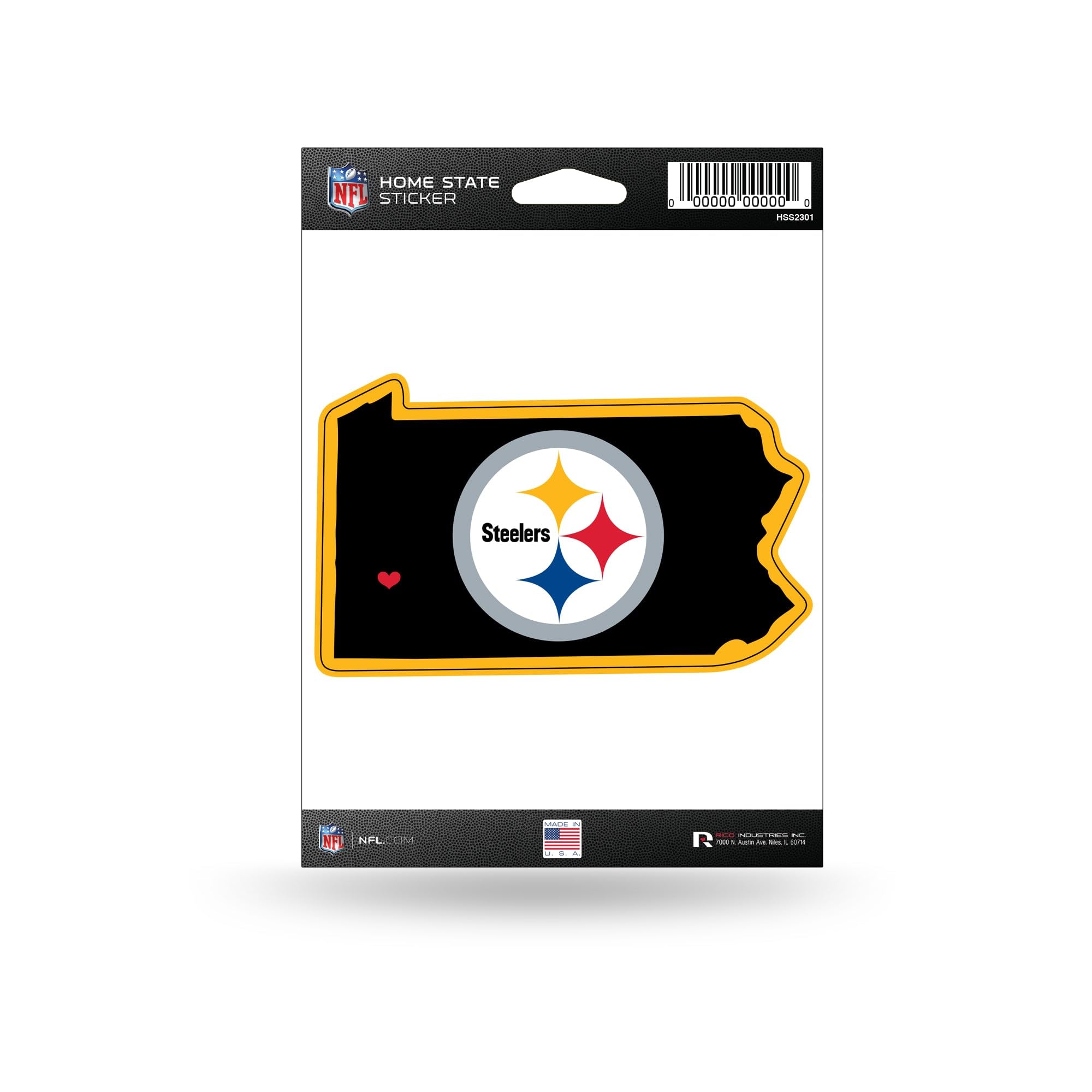 Rico Industries NFL Football Pittsburgh Steelers Home State Sticker
