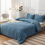 Clothknow Grayish Blue Comforter Set Full 3Pcs Dusry Blue Bedding Comforter Sets Blue Comforter Soft Lake Blue Full Size Comfort