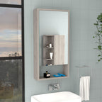 Medicine 35H Single Door Cabinet, 2 Interior Shelves, 1 External Shelf, Light Gray