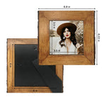 Ikeree 4X4 Rustic Picture Frames With Natural Bark Edges, Brown Wood Photo Frame For Tabletop Or Wall Mounting Display