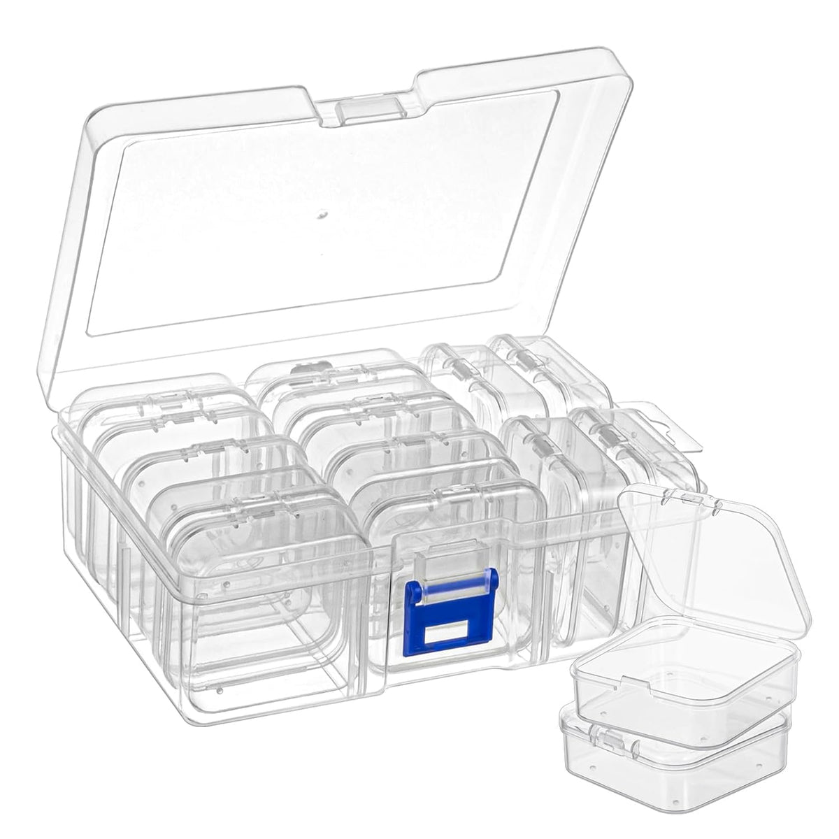Generic Transparent Jewelry Organizer Box with Multiple Small Compartments  Portable Storage Case with Secure Lid for Rings Ear