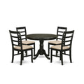 East West Furniture HLPF5-CAP-C Hartland 5 Piece Dinette Set for 4 Includes a Round Room Table with Pedestal and 4 Linen Fabric Kitchen Dining Chairs, 42x42 Inch