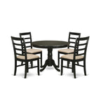 East West Furniture HLPF5-CAP-C Hartland 5 Piece Dinette Set for 4 Includes a Round Room Table with Pedestal and 4 Linen Fabric Kitchen Dining Chairs, 42x42 Inch