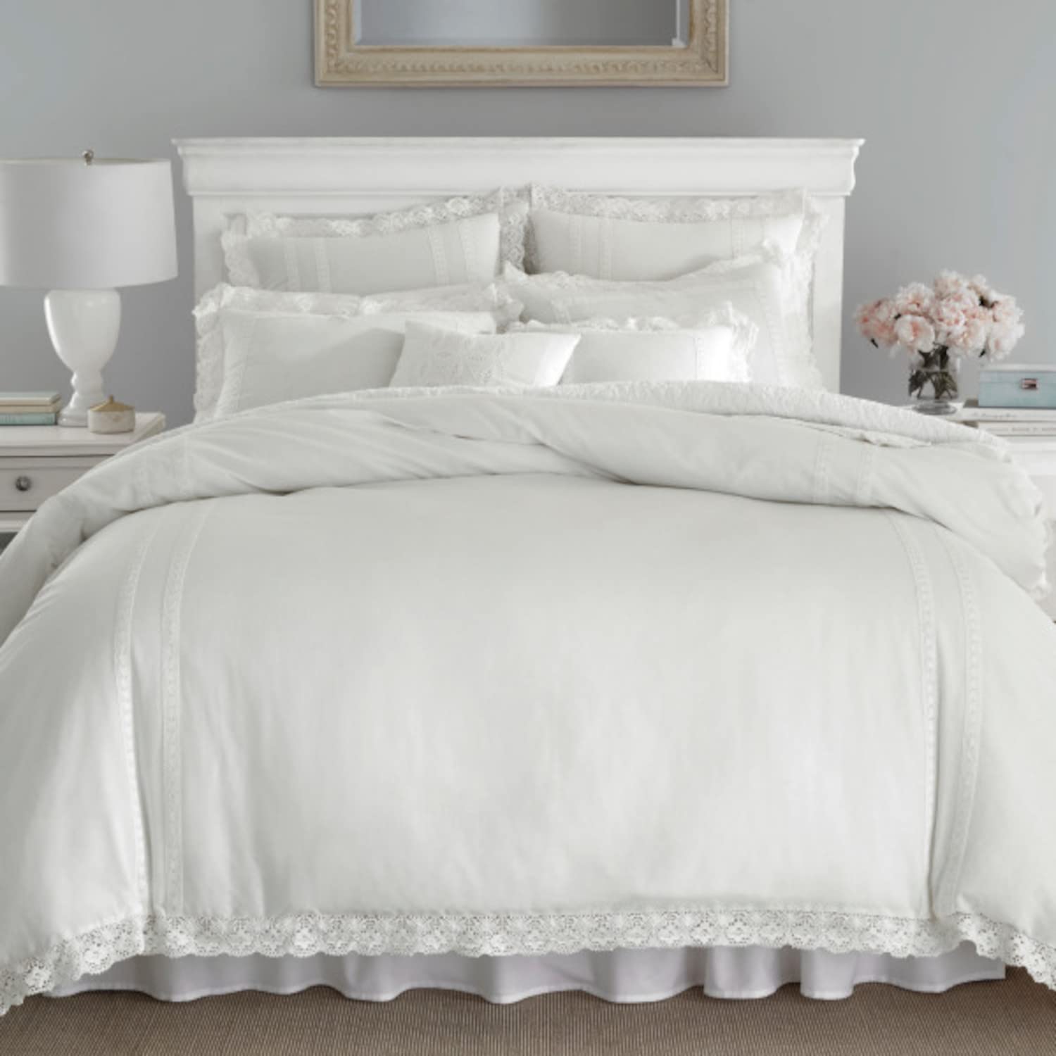 Laura Ashley Annabella Comforter Set, Full/Queen, White