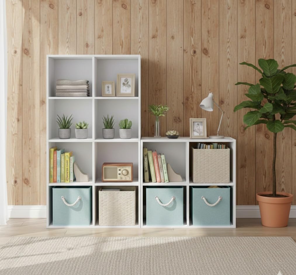 Ankit Crafts Wooden Bookcase Shelving Display Storage Shelf White, 4, 4, 2, 2 Tier