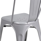 Commercial Grade 31.5 Square Silver Metal Indoor-Outdoor Table Set with 4 Stack Chairs