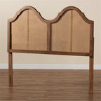 Baxton Studio Hazel Vintage Classic and Traditional Ash Walnut Finished Wood and Synthetic Rattan Full Size Arched Headboard