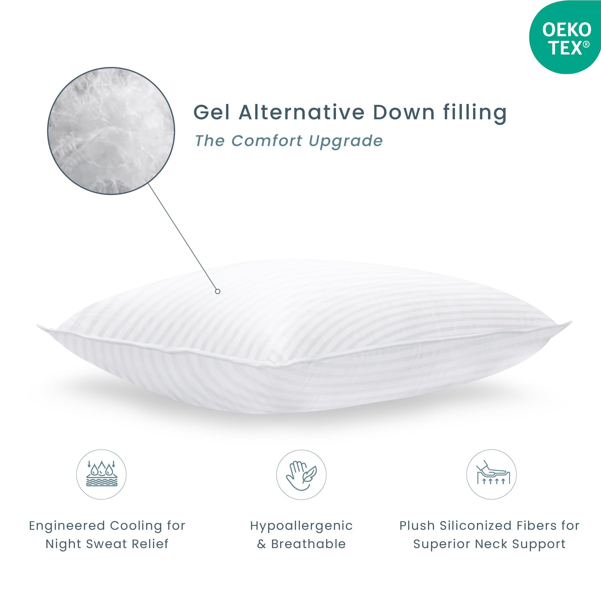 Threadmill Bed Pillows Queen Size Set Of 2 | Soft Down Alternative Cooling Bed Pillow For Sleeping | Soft Pillows For Bed | 20X3