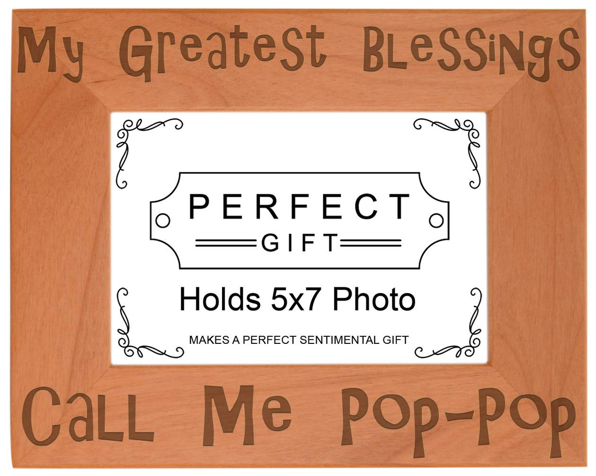 ThisWear Blessings Call Me Pop-Pop Natural Wood Engraved 5x7 Landscape Picture Frame Wood