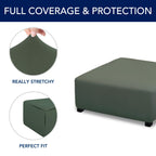 Purefit Super Stretch Form Fit Square Ottoman Cover Rectangle - Ottoman Slipcovers For Foot Stool & Folding Storage Furniture For Living Room With Nonslip Elastic Bottom (Medium-Xl, Grayish Green)