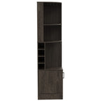 DEPOT E-SHOP Egina Corner Bar Cabinet with Two External Shelves, 71.1" H, Dark Walnut, Living Room