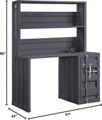 Acme Cargo Metal Frame Desk and Hutch with Storage Base in Gunmetal
